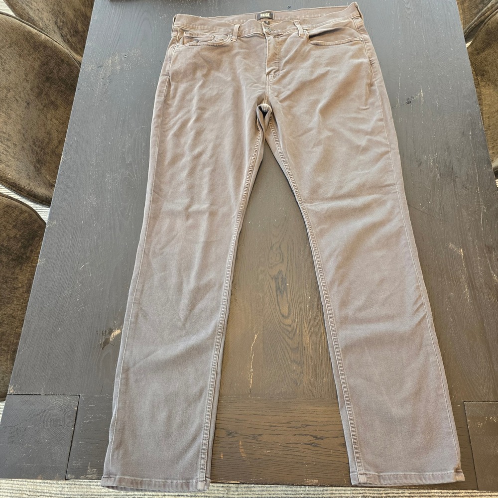 Paige Federal Slim Straight Leg Pants Mens 38 Grey Rayon Cotton Blend USA Made